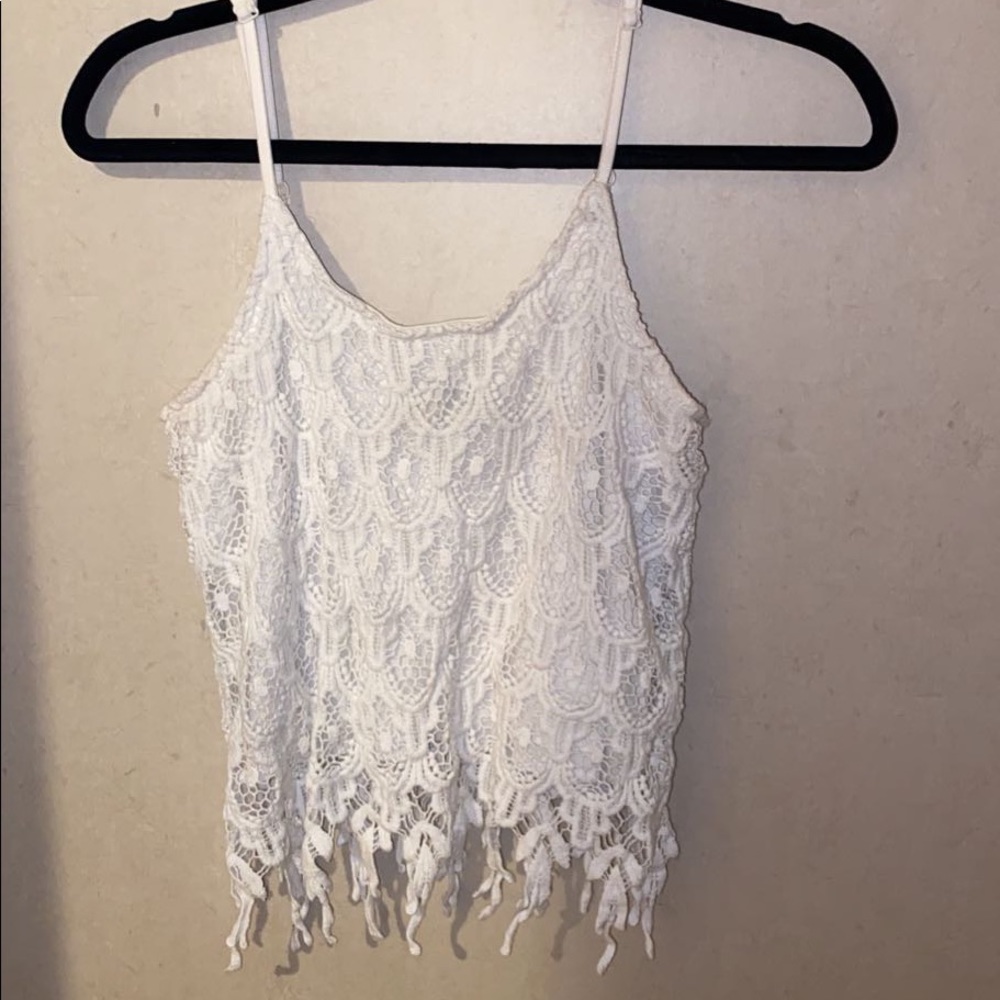 Knit white cropped tank top